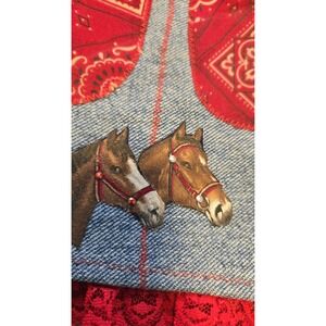 Handmade Girls Western Denim Tote Bag Horse Cowgirl Bandana Lace Purse 10x8